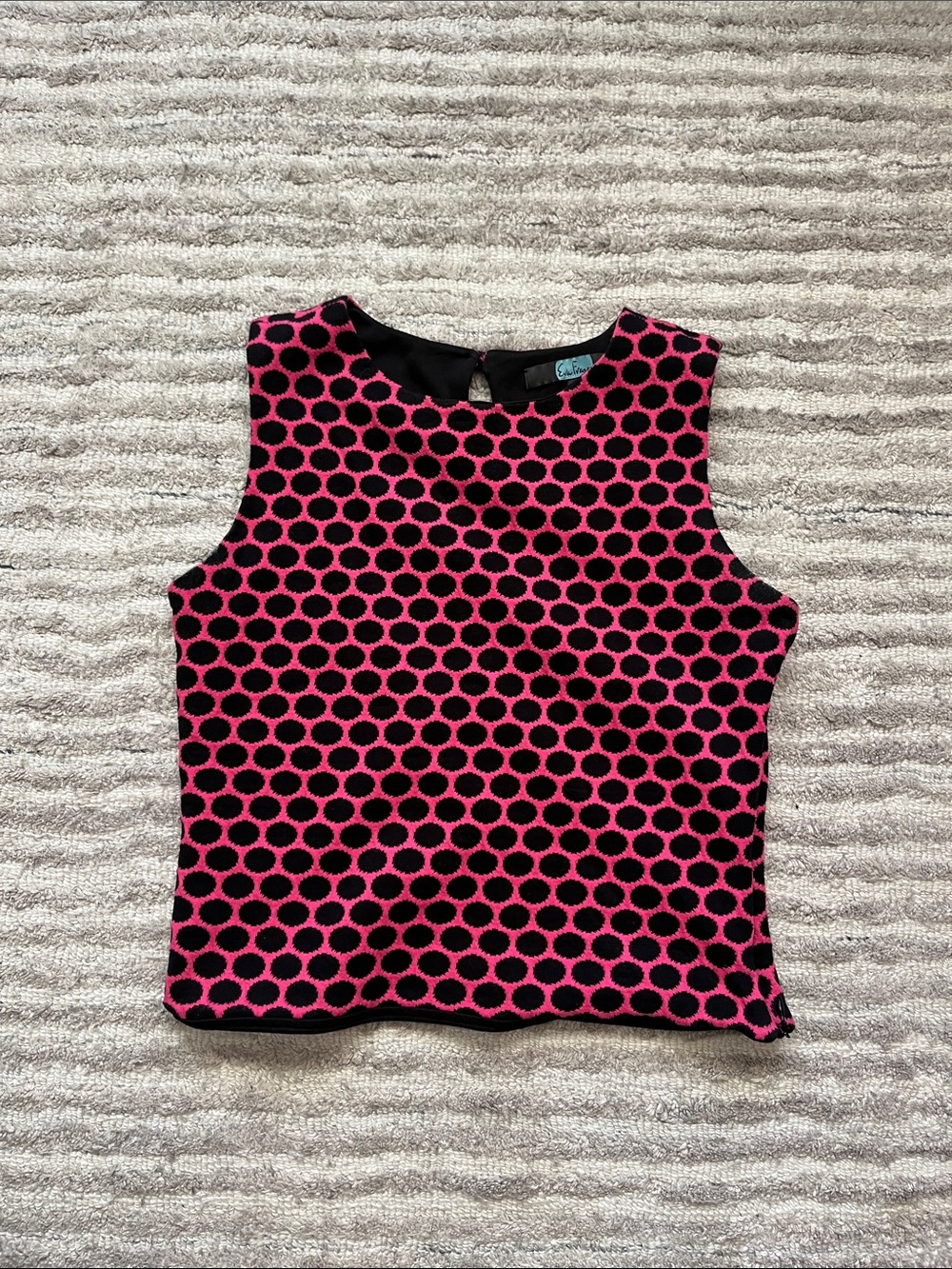 Eva Franco Pink and Black Polka Dot Knit Tank